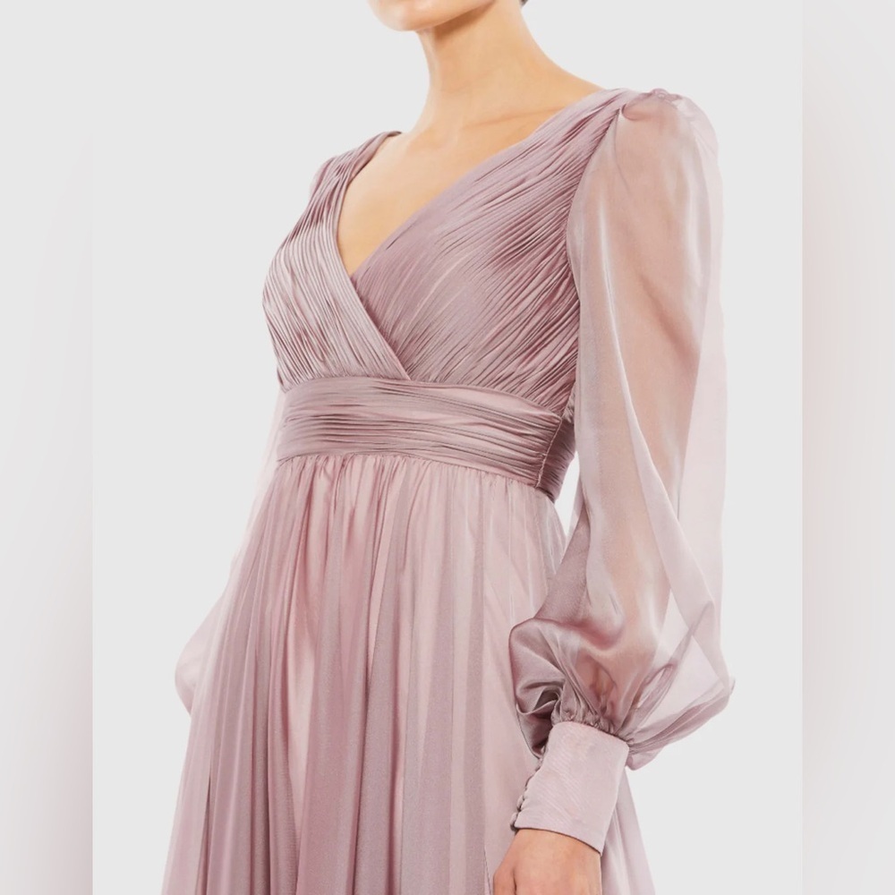 Mac Duggal 67864 NWT Faux Wrap Long Sleeve Tiered Gown - Picture 3 of 8